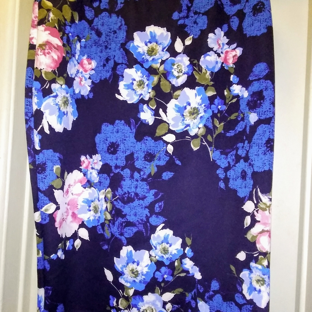 New Plus Size Super Pretty Blue Floral Skirt